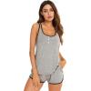 Vlazom Women’s Pajama Short Set Soft Cami 2 Pieces Pj’s Sets Tank Top and Shorts Sleepwear Set with Pockets(Style A-grey)