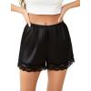 Vlazom Women’s Pettipants Slip Shorts – Satin Lace Trim Anti-Chafing Boyshorts for Dresses,Seamless Full Coverage Underwear(Black)