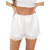 Vlazom Women’s Pettipants Slip Shorts – Satin Lace Trim Anti-Chafing Boyshorts for Dresses,Seamless Full Coverage Underwear(White)