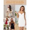 Vlazom Women’s Full Slip Under Dress Adjustable Spaghetti Strap Slip Dress V-Neck Lace Knee Length Camisole S-3XL(White)