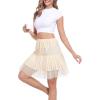 Vlazom Womens Half Slip Pleated Ruffle Lace Slip Skirt Layered Flowy Short Skirt Shirt Dress Extender S-XXL(Nude)