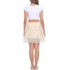 Vlazom Womens Half Slip Pleated Ruffle Lace Slip Skirt Layered Flowy Short Skirt Shirt Dress Extender S-XXL(Nude)