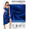 Vlazom Women’s Satin Nightgowns Sexy Lingerie Long Nightgowns Satin Silk Negligee V Neck Lace Chemise Sleepwear S-XXL(Dark Blue)