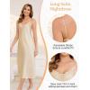 Vlazom Women’s Satin Nightgowns Sexy Lingerie Long Nightgowns Satin Silk Negligee V Neck Lace Chemise Sleepwear S-XXL(Dark Champagne)
