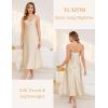 Vlazom Women’s Satin Nightgowns Sexy Lingerie Long Nightgowns Satin Silk Negligee V Neck Lace Chemise Sleepwear S-XXL(Dark Champagne)