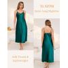 Vlazom Women’s Satin Nightgowns Sexy Lingerie Long Nightgowns Satin Silk Negligee V Neck Lace Chemise Sleepwear S-XXL(Dark Green)