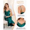 Vlazom Women’s Satin Nightgowns Sexy Lingerie Long Nightgowns Satin Silk Negligee V Neck Lace Chemise Sleepwear S-XXL(Dark Green)