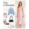 Vlazom Women’s Satin Nightgowns Sexy Lingerie Long Nightgowns Satin Silk Negligee V Neck Lace Chemise Sleepwear S-XXL(Pink)