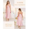 Vlazom Women’s Satin Nightgowns Sexy Lingerie Long Nightgowns Satin Silk Negligee V Neck Lace Chemise Sleepwear S-XXL(Pink)