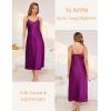 Vlazom Women’s Satin Nightgowns Sexy Lingerie Long Nightgowns Satin Silk Negligee V Neck Lace Chemise Sleepwear S-XXL(Purple)