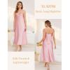 Vlazom Women’s Satin Nightgowns Sexy Lingerie Long Nightgowns Satin Silk Negligee V Neck Lace Chemise Sleepwear S-XXL(Rose Pink)