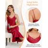 Vlazom Women’s Satin Nightgowns Sexy Lingerie Long Nightgowns Satin Silk Negligee V Neck Lace Chemise Sleepwear S-XXL(Wine Red)