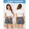 Vlazom Womens Sleep Shorts Cotton Pajamas Yoga Gym Running Active Shorts Drawstring Waist with Pocket S-XXL(Dark Grey)