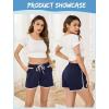 Vlazom Womens Sleep Shorts Cotton Pajamas Yoga Gym Running Active Shorts Drawstring Waist with Pocket S-XXL(Navy)
