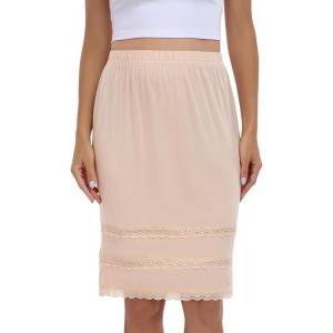 Vlazom Women’s Half Slips for Under Dress Anti Static Half Slip Under Skirt Short Slip With Lace Trim Knee Length Size S-XXL(Nude)