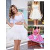 Vlazom Women’s Petticoat Skirts Tulle Tutu Underskirts Chiffon Half Slips Fluffy Layer Prom Puff Skirt S-3XL(White)