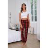 Vlazom Women’s Plaid Pajama Pants Comfy Lounge Sleep Pj Bottoms Jogger Pants with Pockets Drawstring Black Red Size Large