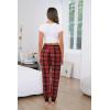 Vlazom Women’s Plaid Pajama Pants Comfy Lounge Sleep Pj Bottoms Jogger Pants with Pockets Drawstring Black Red Size Large
