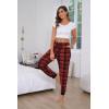 Vlazom Women’s Plaid Pajama Pants Comfy Lounge Sleep Pj Bottoms Jogger Pants with Pockets Drawstring Black Red Size Large