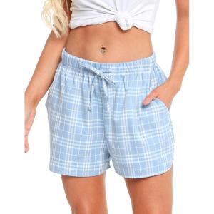 Vlazom Women’s Pajama Bottoms Sleeping Patterned Shorts Soft Lounge Casual Pants for Yoga Gym Running(Y-sky Blue)
