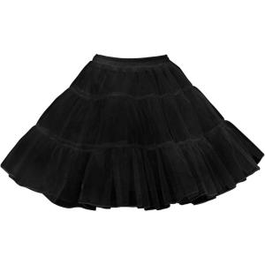Vlazom Women’s Petticoat Skirts Tulle Tutu Underskirts Chiffon Half Slips Fluffy Layer Prom Puff Skirt S-3XL(Black)