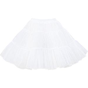 Vlazom Women’s Petticoat Skirts Tulle Tutu Underskirts Chiffon Half Slips Fluffy Layer Prom Puff Skirt S-3XL(White)