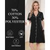 Vlazom Women’s Nightgowns Short Sleeve Sleep Shirts Nightshirt V Neck Button Down Pajama Sleepwear S-XXL(Y-black)