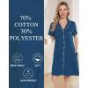 Vlazom Women’s Nightgowns Short Sleeve Sleep Shirts Nightshirt V Neck Button Down Pajama Sleepwear S-XXL(Y-cobalt Blue)