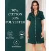 Vlazom Women’s Nightgowns Short Sleeve Sleep Shirts Nightshirt V Neck Button Down Pajama Sleepwear S-XXL(Y-dark Green)