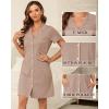 Vlazom Women’s Nightgowns Short Sleeve Sleep Shirts Nightshirt V Neck Button Down Pajama Sleepwear S-XXL(Y-dark Pink)