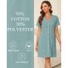Vlazom Women’s Nightgowns Short Sleeve Sleep Shirts Nightshirt V Neck Button Down Pajama Sleepwear S-XXL(Y-light Green)