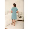 Vlazom Women’s Nightgowns Short Sleeve Sleep Shirts Nightshirt V Neck Button Down Pajama Sleepwear S-XXL(Y-light Green)