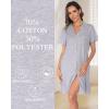 Vlazom Women’s Nightgowns Short Sleeve Sleep Shirts Nightshirt V Neck Button Down Pajama Sleepwear S-XXL(Y-light Grey)