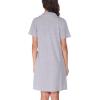 Vlazom Women’s Nightgowns Short Sleeve Sleep Shirts Nightshirt V Neck Button Down Pajama Sleepwear S-XXL(Y-light Grey)