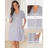 Vlazom Women’s Nightgowns Short Sleeve Sleep Shirts Nightshirt V Neck Button Down Pajama Sleepwear S-XXL(Y-light Grey)