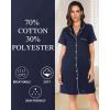 Vlazom Women’s Nightgowns Short Sleeve Sleep Shirts Nightshirt V Neck Button Down Pajama Sleepwear S-XXL(Y-navy Blue)