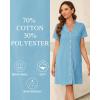 Vlazom Women’s Nightgowns Short Sleeve Sleep Shirts Nightshirt V Neck Button Down Pajama Sleepwear S-XXL(Y-sky Blue)
