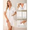 Vlazom Women’s Nightgowns Short Sleeve Sleep Shirts Nightshirt V Neck Button Down Pajama Sleepwear S-XXL(Y-white)