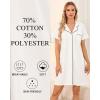 Vlazom Women’s Nightgowns Short Sleeve Sleep Shirts Nightshirt V Neck Button Down Pajama Sleepwear S-XXL(Y-white)