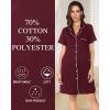 Vlazom Women’s Nightgowns Short Sleeve Sleep Shirts Nightshirt V Neck Button Down Pajama Sleepwear S-XXL(Y-wine Red)