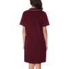 Vlazom Women’s Nightgowns Short Sleeve Sleep Shirts Nightshirt V Neck Button Down Pajama Sleepwear S-XXL(Y-wine Red)