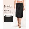 Vlazom Women’s Satin Half Slip Lace Slip Skirt Long Half for Under Dress Skirt Extender S-XXL(Black)