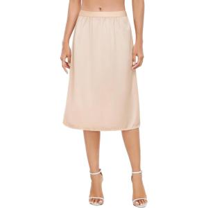Vlazom Women’s Satin Half Slip Lace Slip Skirt Long Half for Under Dress Skirt Extender S-XXL(Nude)