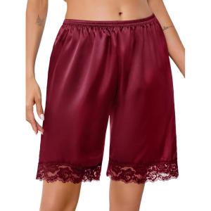 Vlazom Women’s Slip Shorts-Lace Trim Bloomer Pettipants for Dresses, Anti-Chafing Culotte Shorts Underwear S-XXL(Fuchsia)