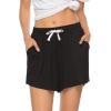 Vlazom Women’s Pajama Shorts, Super Soft Pj’s Bottoms Stylish Lounge Shorts for Sleep Gym Running with Drawstring Pockets(A-black)
