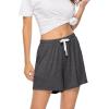 Vlazom Women’s Pajama Shorts, Super Soft Pj’s Bottoms Stylish Lounge Shorts for Sleep Gym Running with Drawstring Pockets(A-dark Grey)