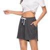 Vlazom Women’s Pajama Shorts, Super Soft Pj’s Bottoms Stylish Lounge Shorts for Sleep Gym Running with Drawstring Pockets(A-dark Grey)