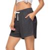 Vlazom Women’s Pajama Shorts, Super Soft Pj’s Bottoms Stylish Lounge Shorts for Sleep Gym Running with Drawstring Pockets(A-dark Grey)