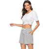 Vlazom Women’s Pajama Shorts, Super Soft Pj’s Bottoms Stylish Lounge Shorts for Sleep Gym Running with Drawstring Pockets(A-grey-solid)