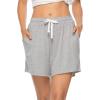 Vlazom Women’s Pajama Shorts, Super Soft Pj’s Bottoms Stylish Lounge Shorts for Sleep Gym Running with Drawstring Pockets(A-grey-solid)
